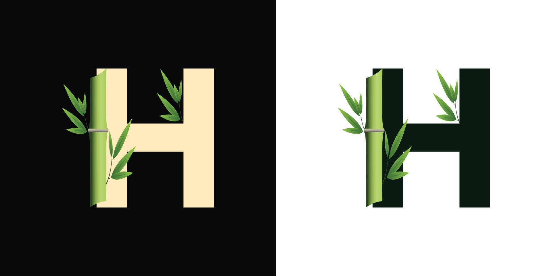 diseño de icono de logotipo h bambú con letras basadas en iniciales creativas de plantilla vector