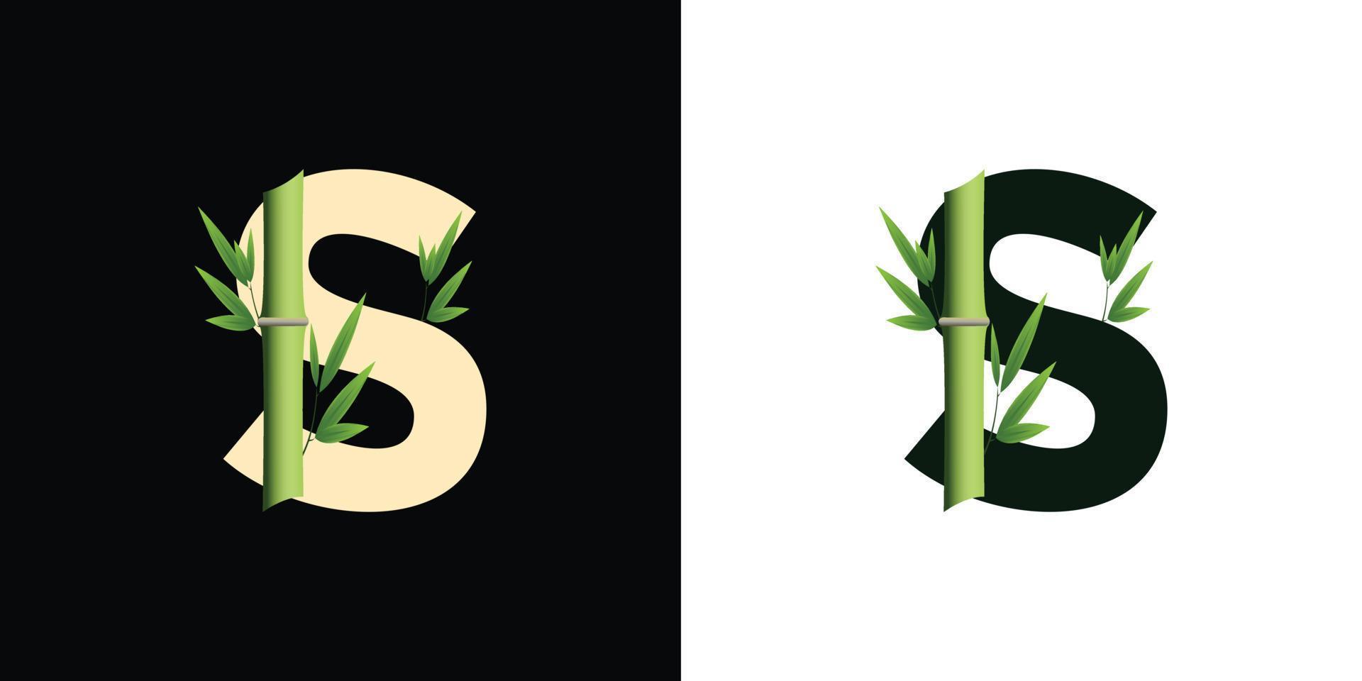 diseño de icono de logotipo de bambú s con letras basadas en iniciales creativas de plantilla vector
