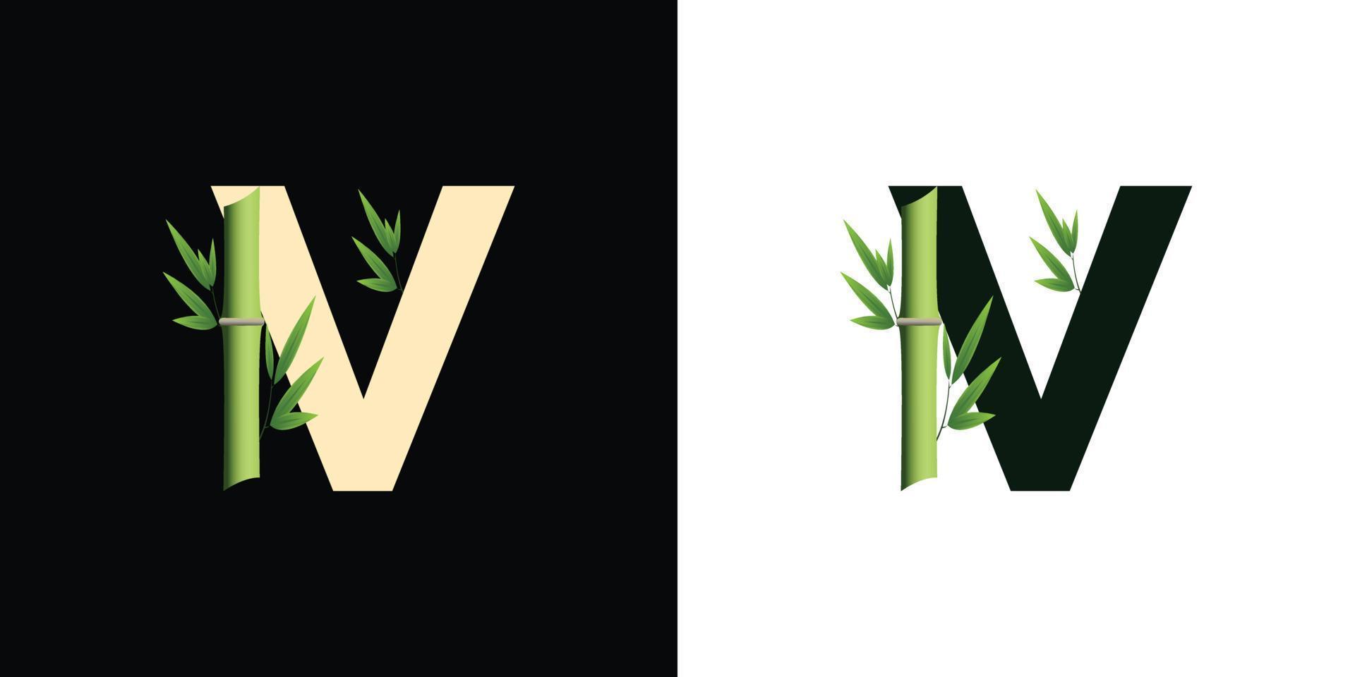 v bamboo logo icon design with template creative initials based lettes vector