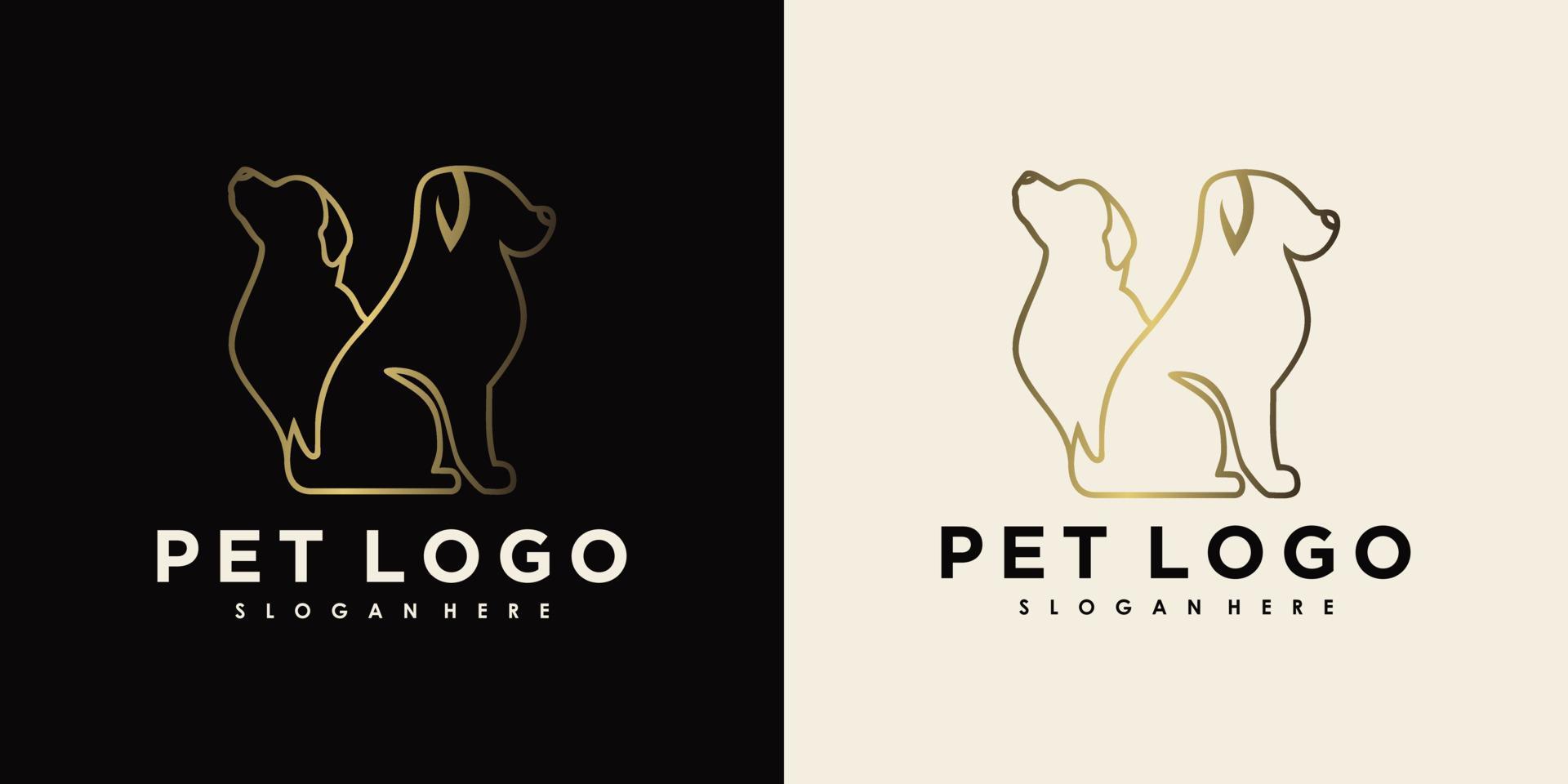 diseño de logotipo de mascota con elemento creativo perro y gato vector