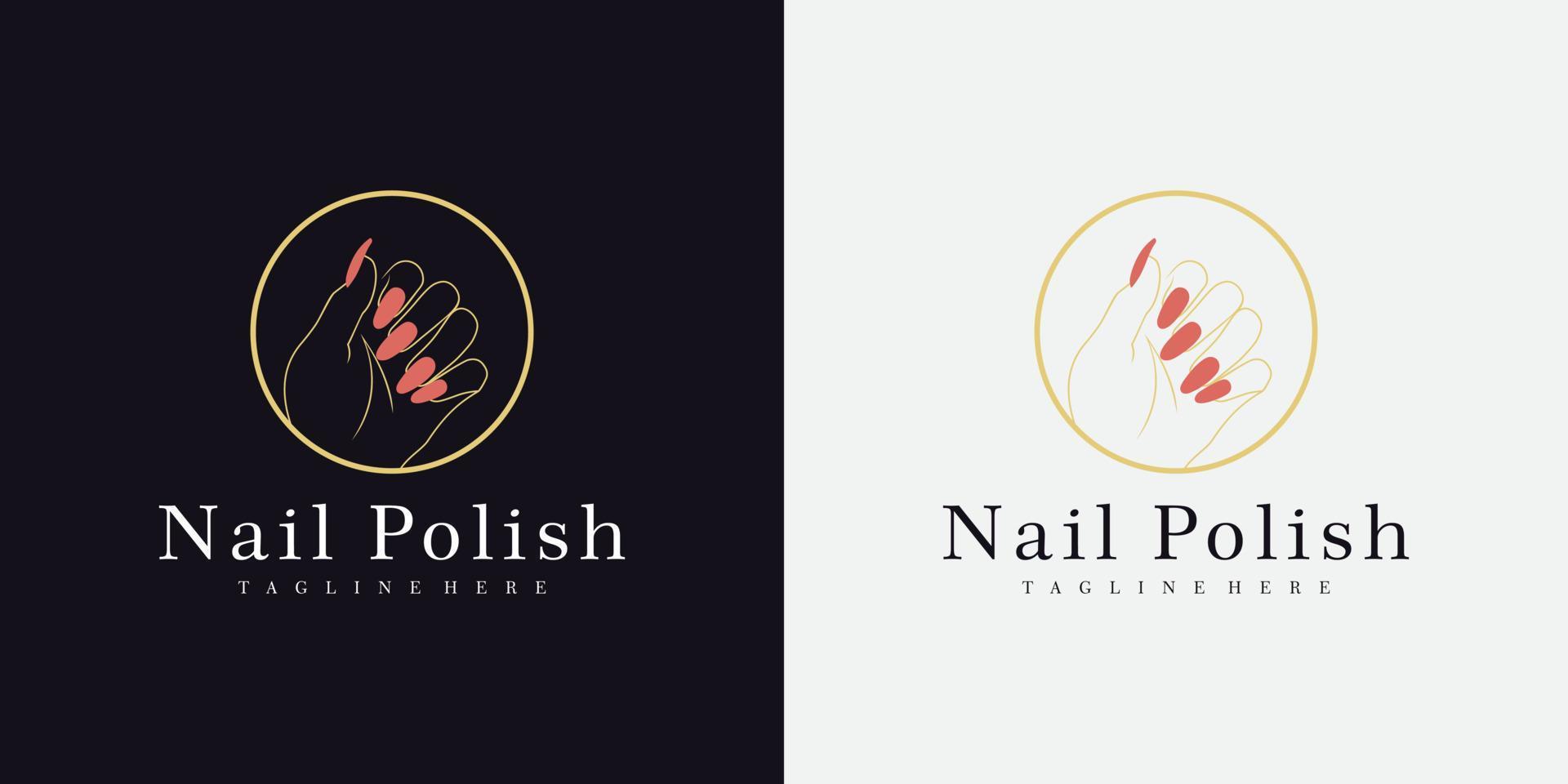 nail beauty salon logo with creative concept vector