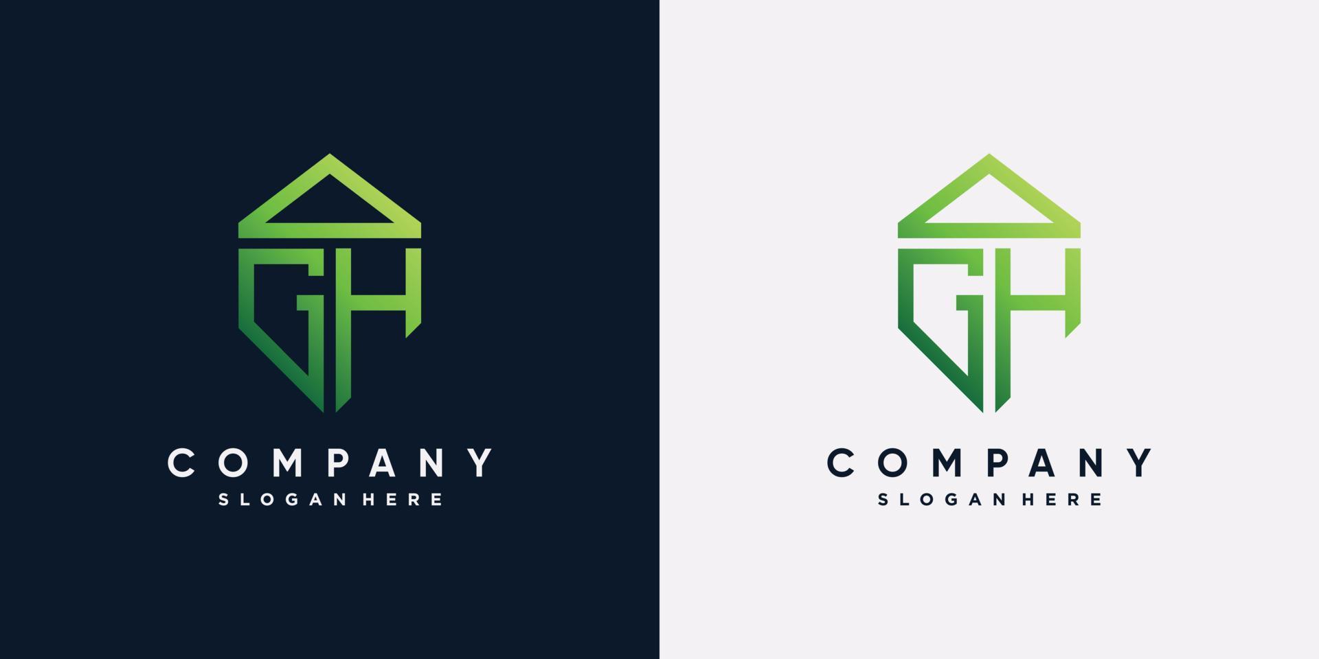 Monogram logo design template for business with initial letter gh and creative concept vector