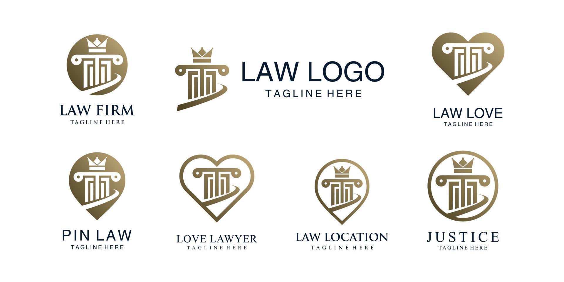 conjunto de vector de concepto de paquete de logotipo de ley
