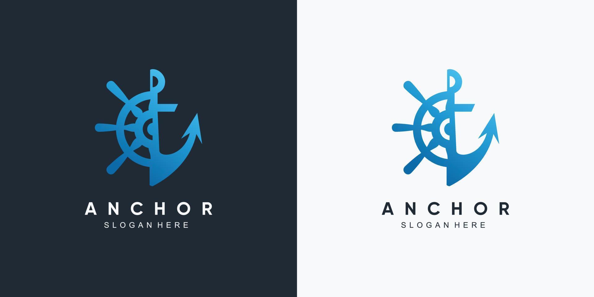 plantilla de diseño de logotipo de icono marino de ancla con elemento creativo vector