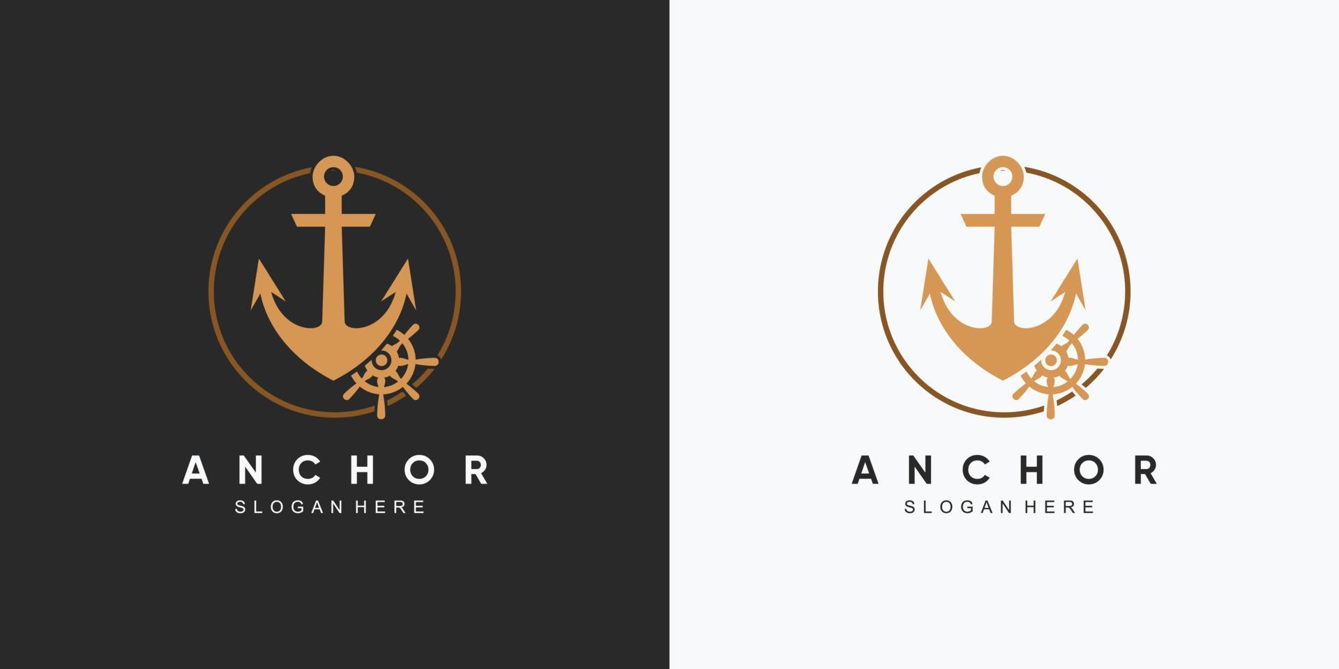 plantilla de diseño de logotipo de icono marino de ancla con elemento creativo vector