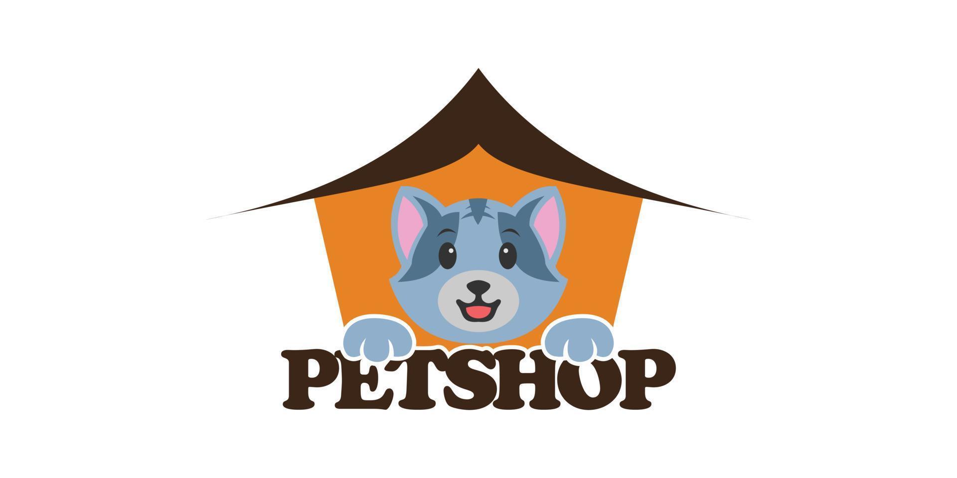 cat and dog petshop logo design template with creative concept vector