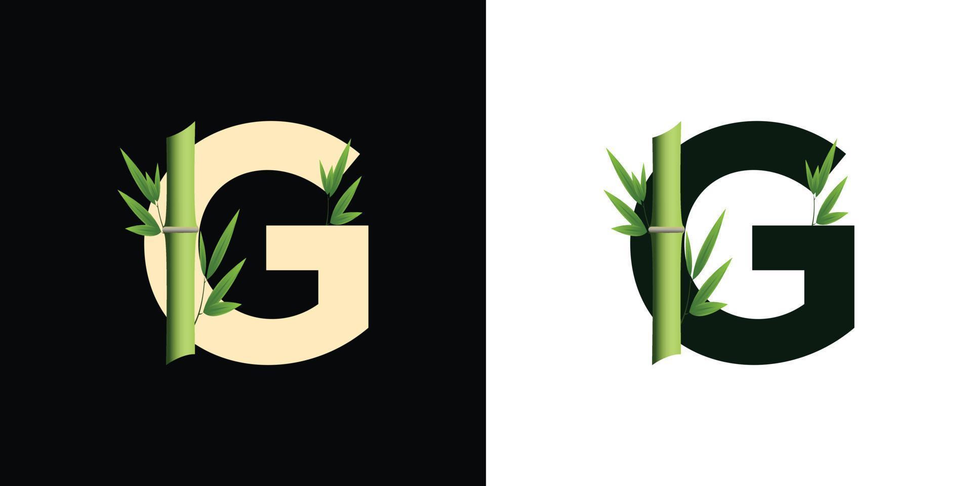 g bamboo logo icon design with template creative initials based lettes vector