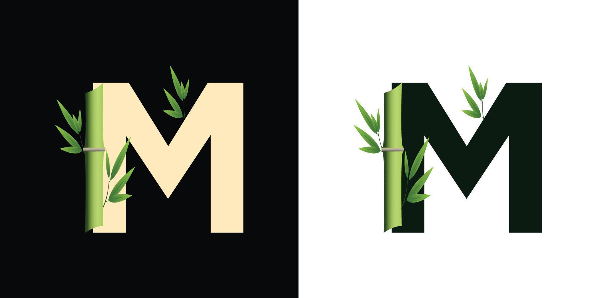 m bamboo logo icon design with template creative initials based lettes vector