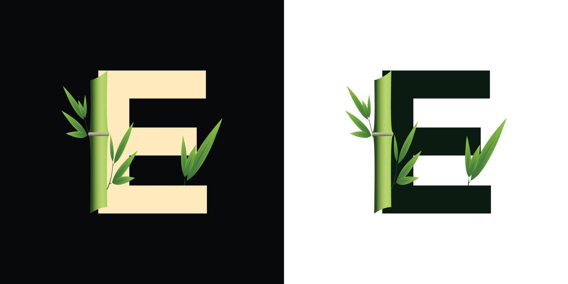 e diseño de icono de logotipo de bambú con letras basadas en iniciales creativas de plantilla vector