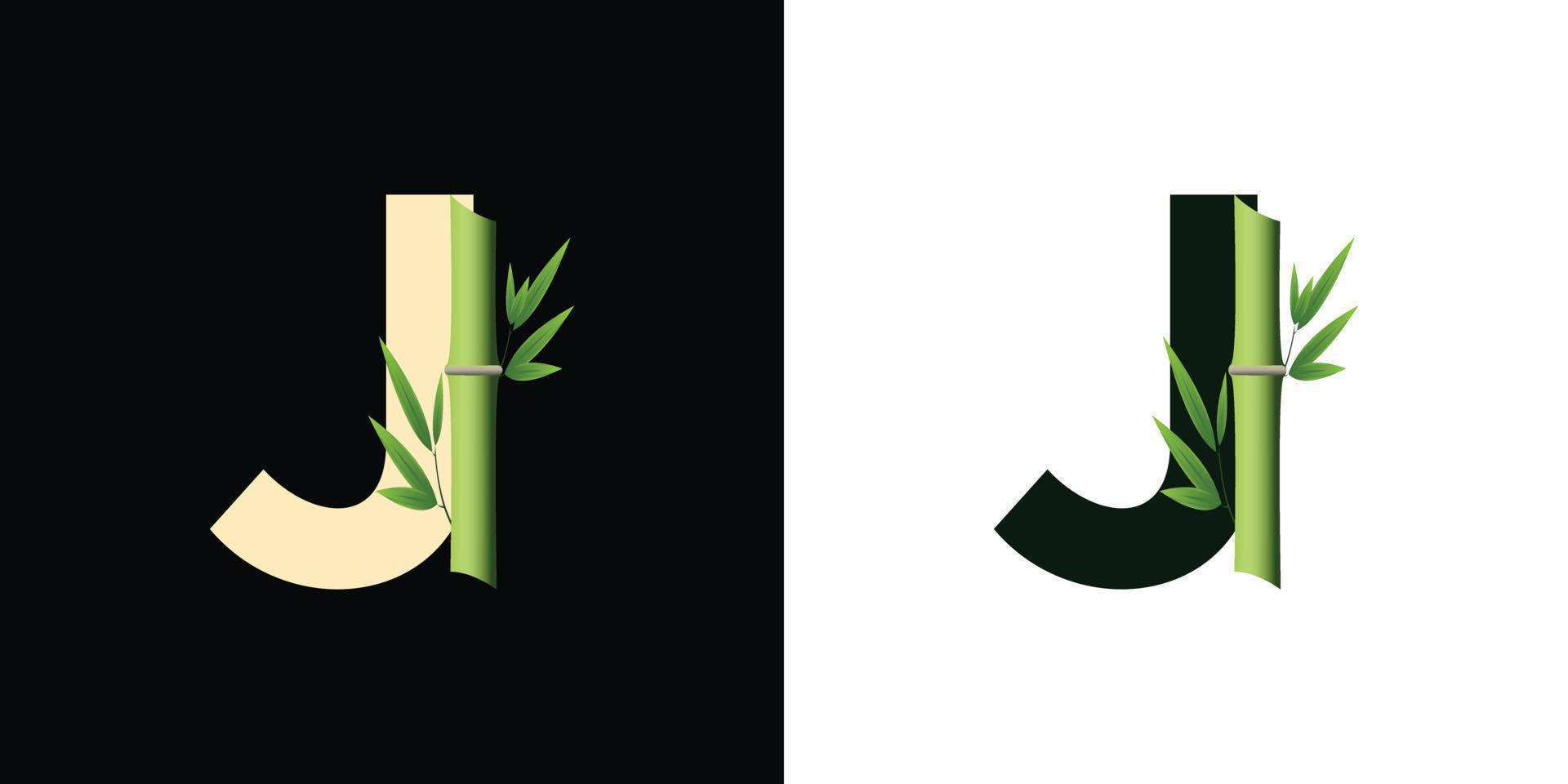 j diseño de icono de logotipo de bambú con letras basadas en iniciales creativas de plantilla vector