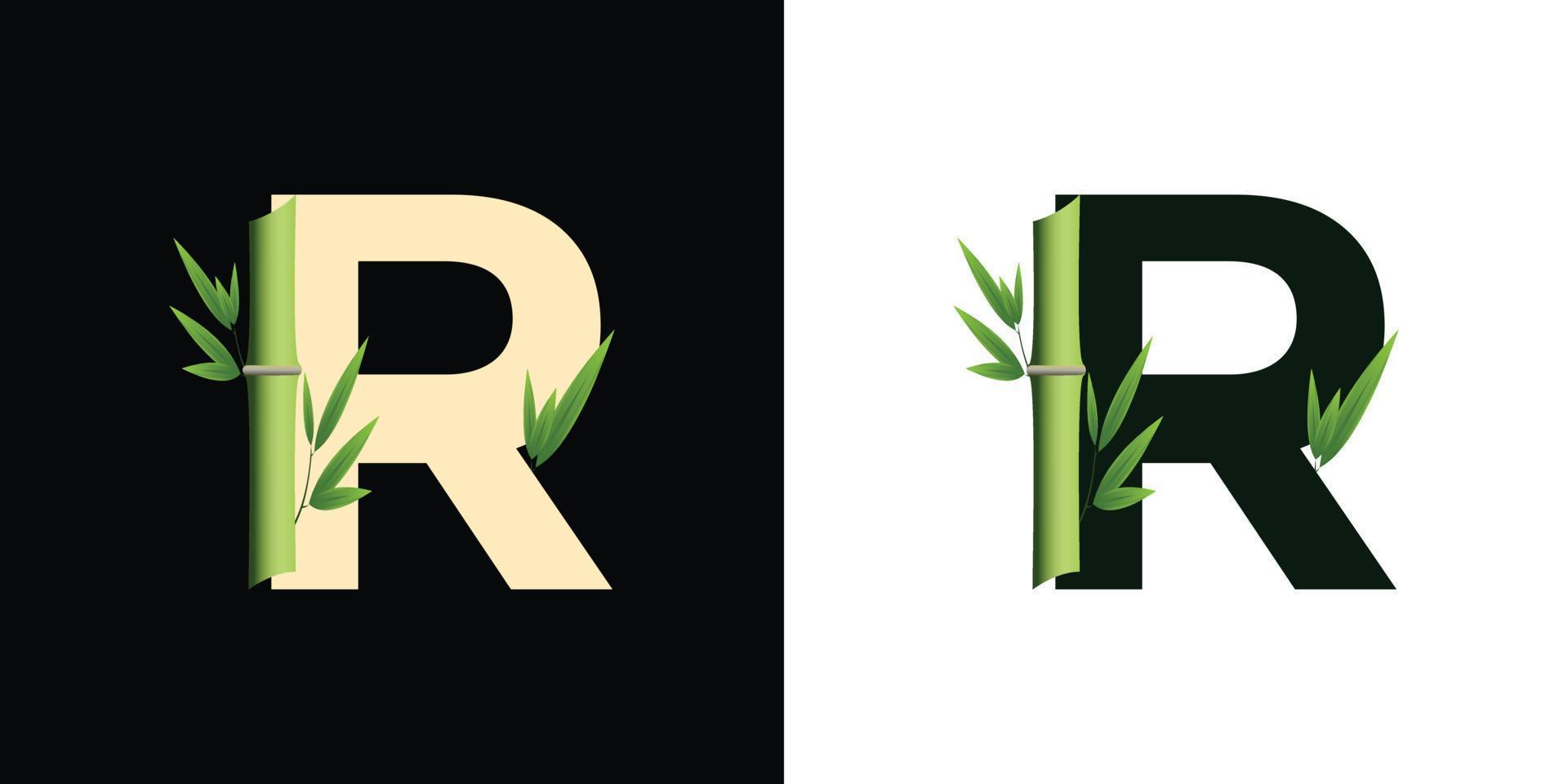 diseño de icono de logotipo de bambú r con letras basadas en iniciales creativas de plantilla vector
