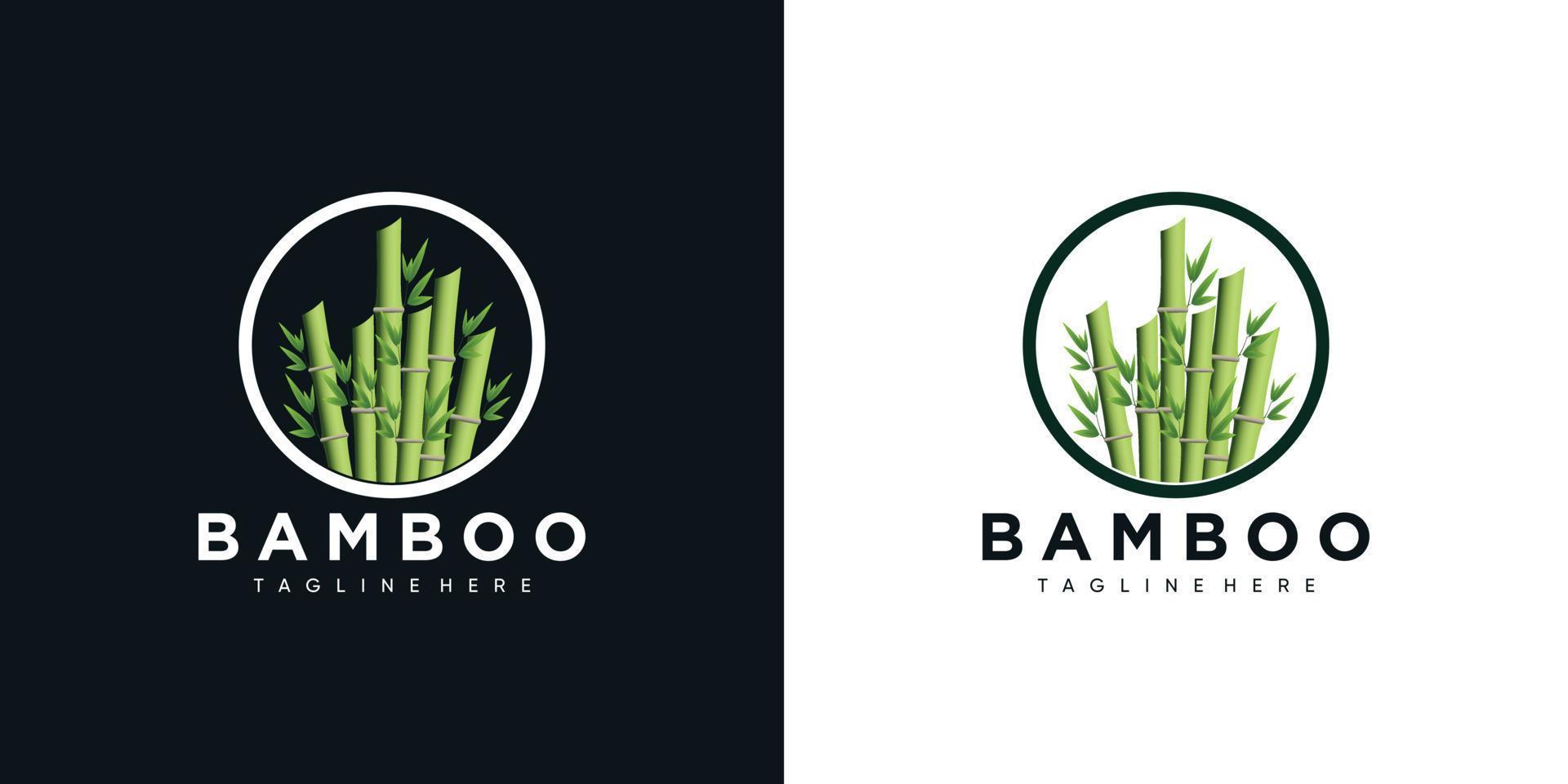 diseño de icono de logotipo de bambú tallos y hojas con plantilla creativa vector