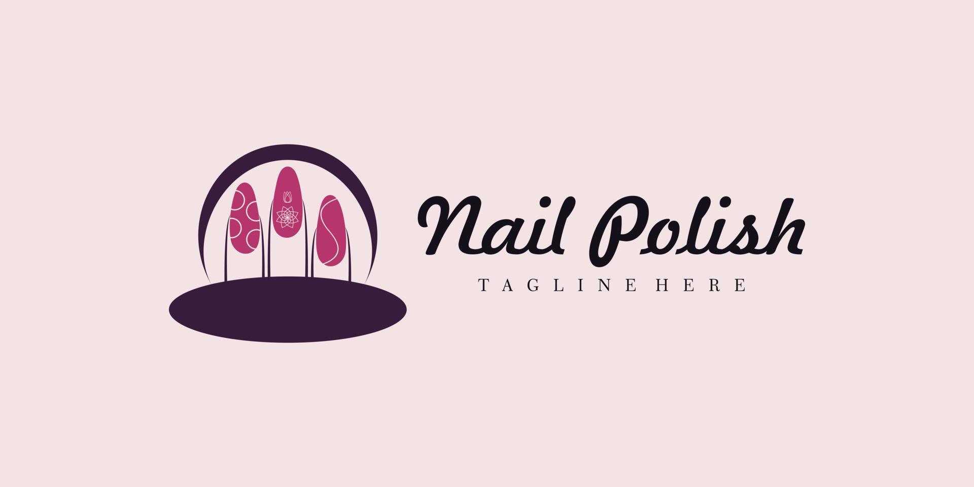 logotipo de salón de belleza de uñas con concepto creativo vector