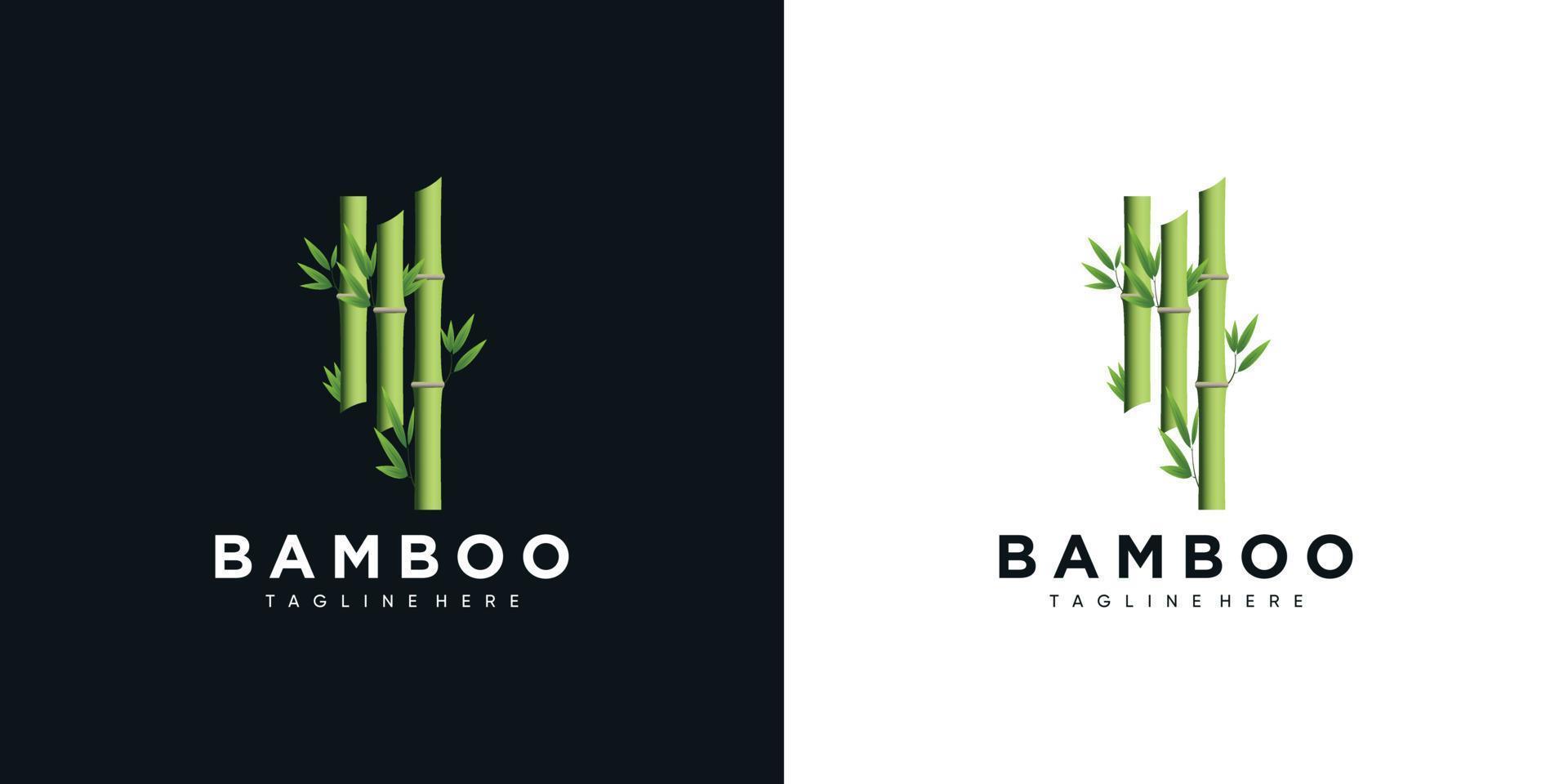 diseño de icono de logotipo de bambú tallos y hojas con plantilla creativa vector