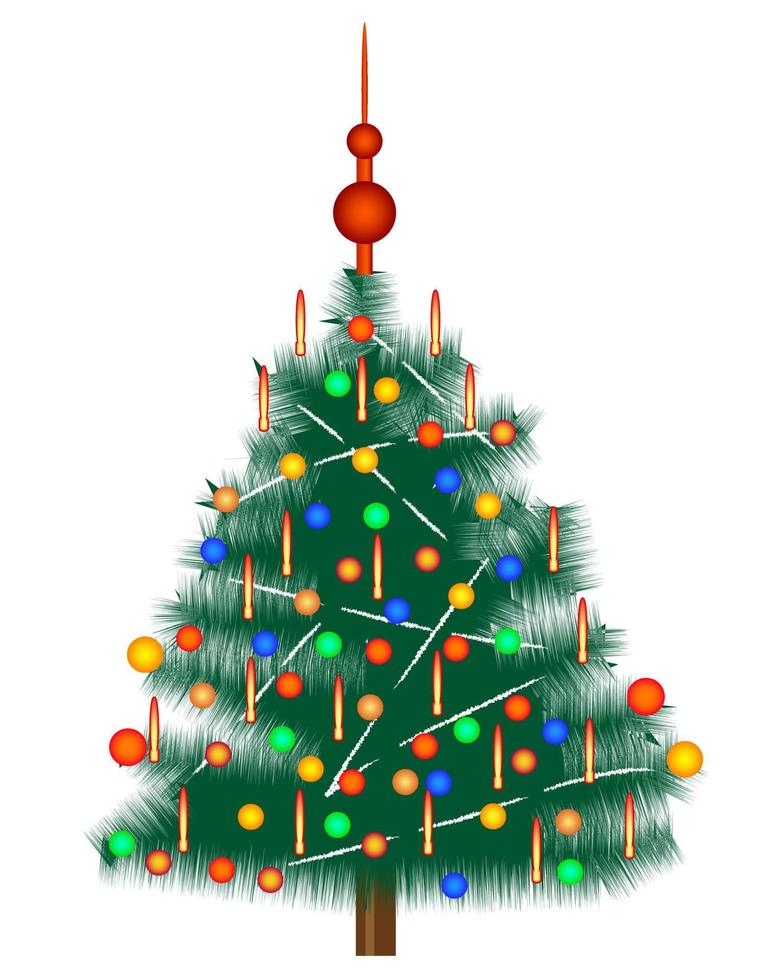 Christmas tree with Christmas toys on a white background vector