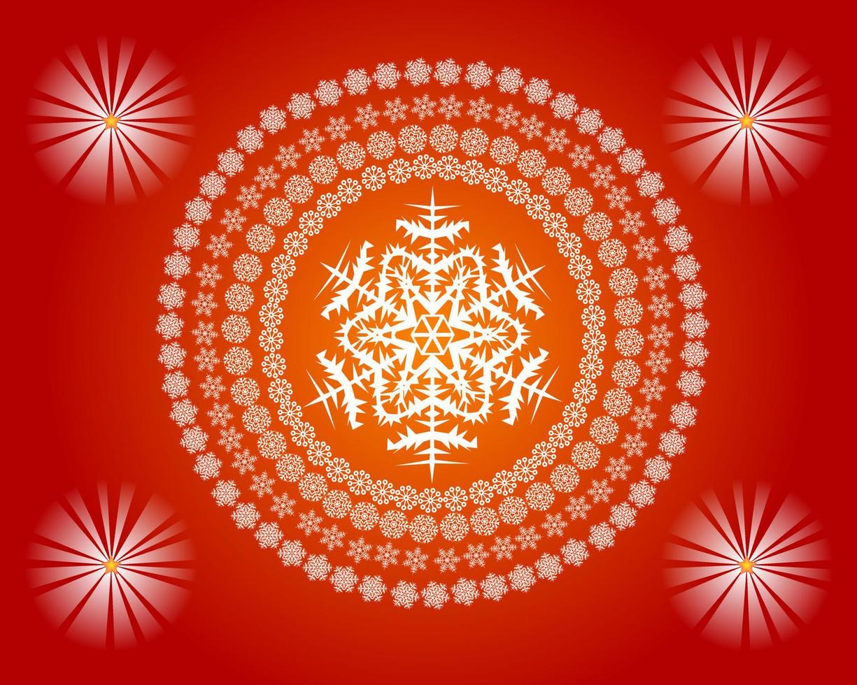 snowflakes and stars on a red background vector