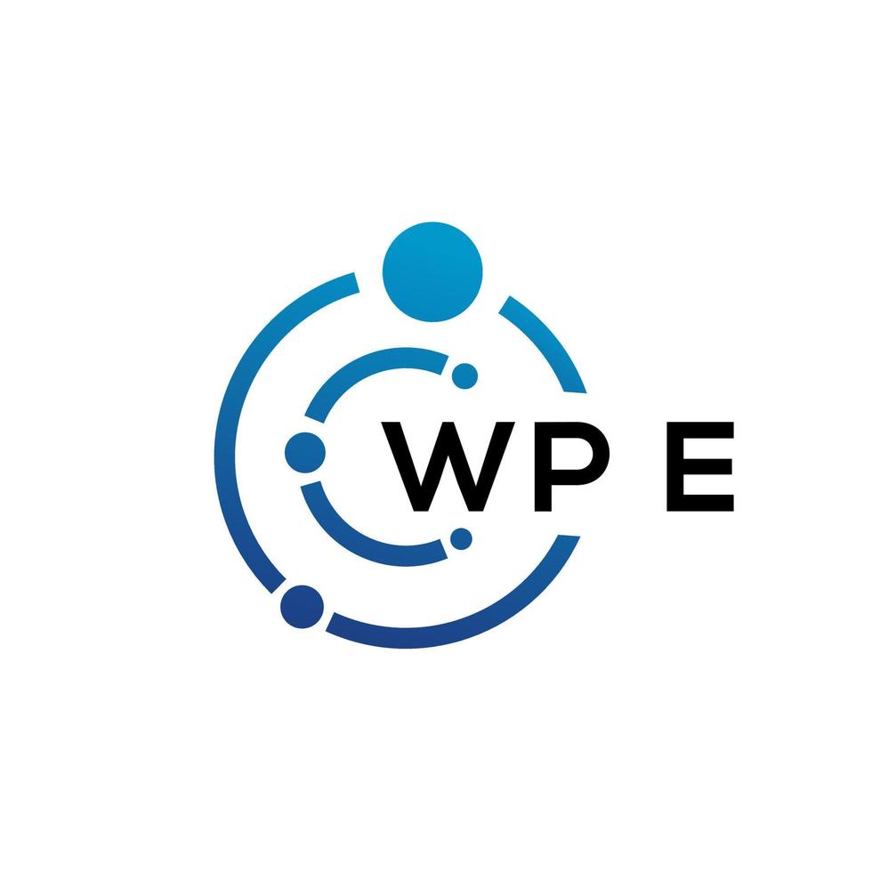 WPE letter technology logo design on white background. WPE creative