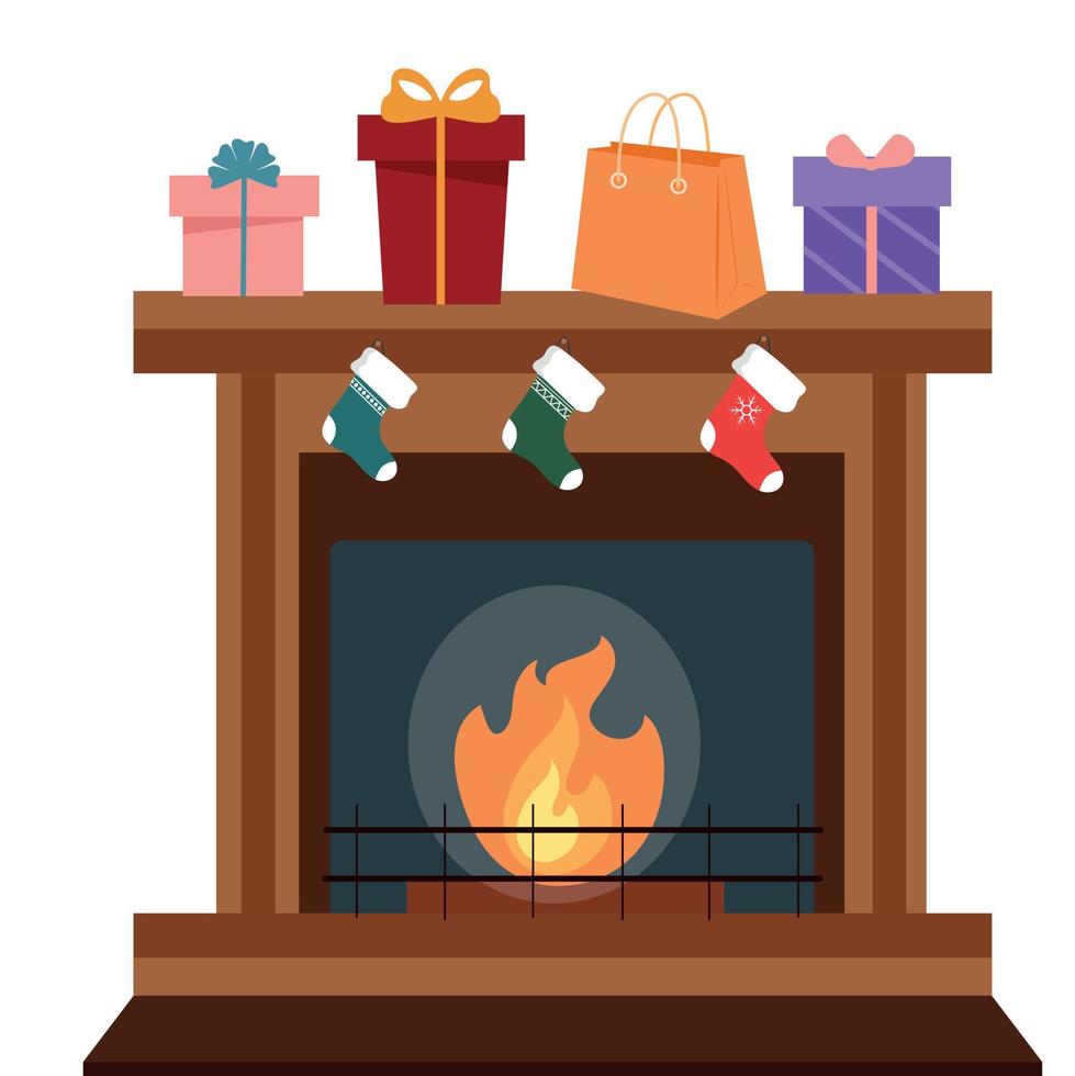 Christmas green tree, gifts, happiness. Holiday.Vector illustration. vector