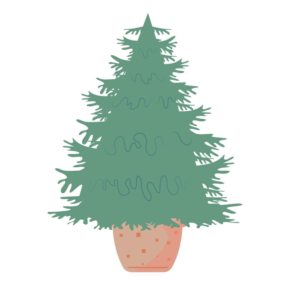 Christmas green tree, gifts, happiness. Holiday.Vector illustration. vector