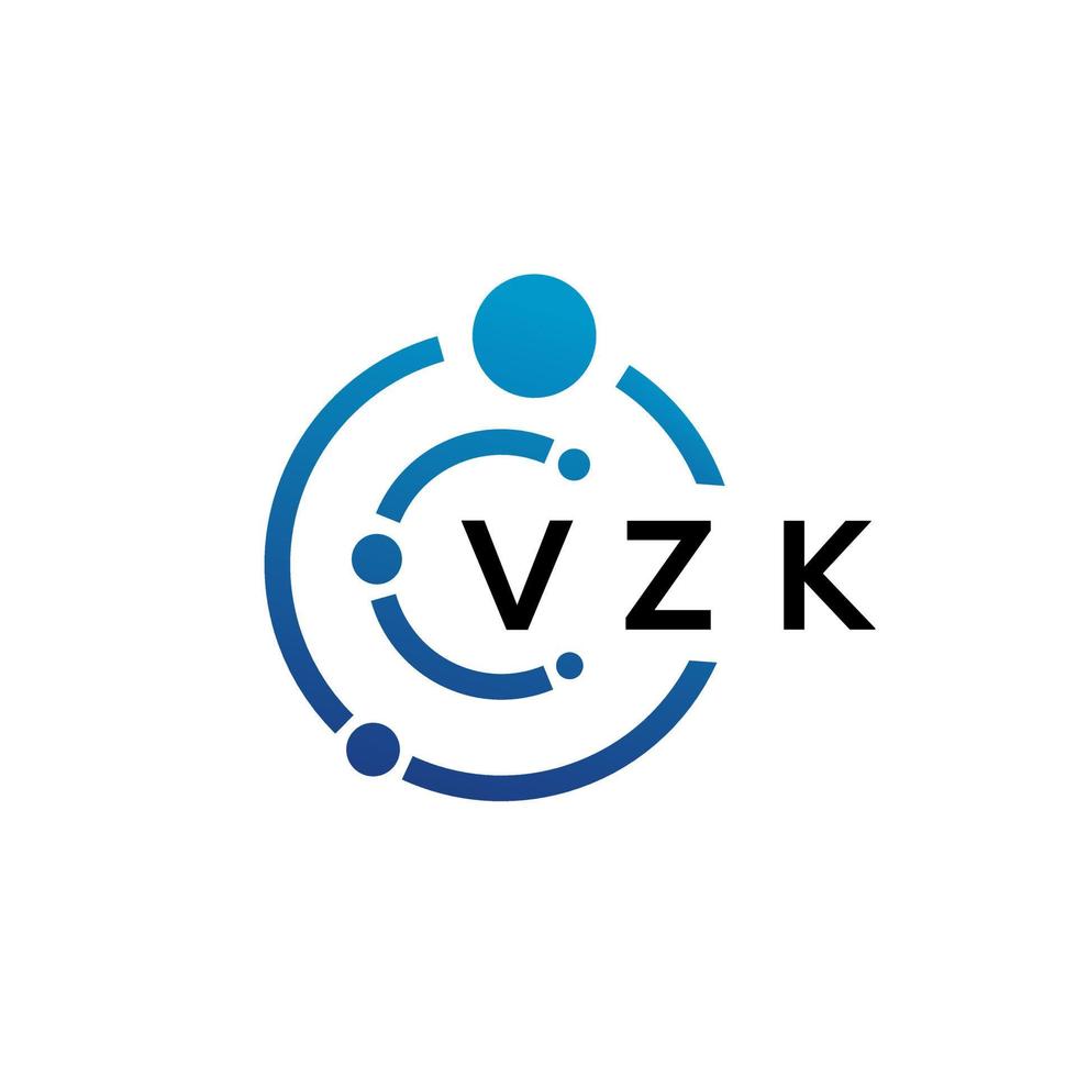 Diseño de logotipo de tecnología de letras vzk sobre fondo blanco. vzk creative initials letter it logo concepto. diseño de letras vzk. vector