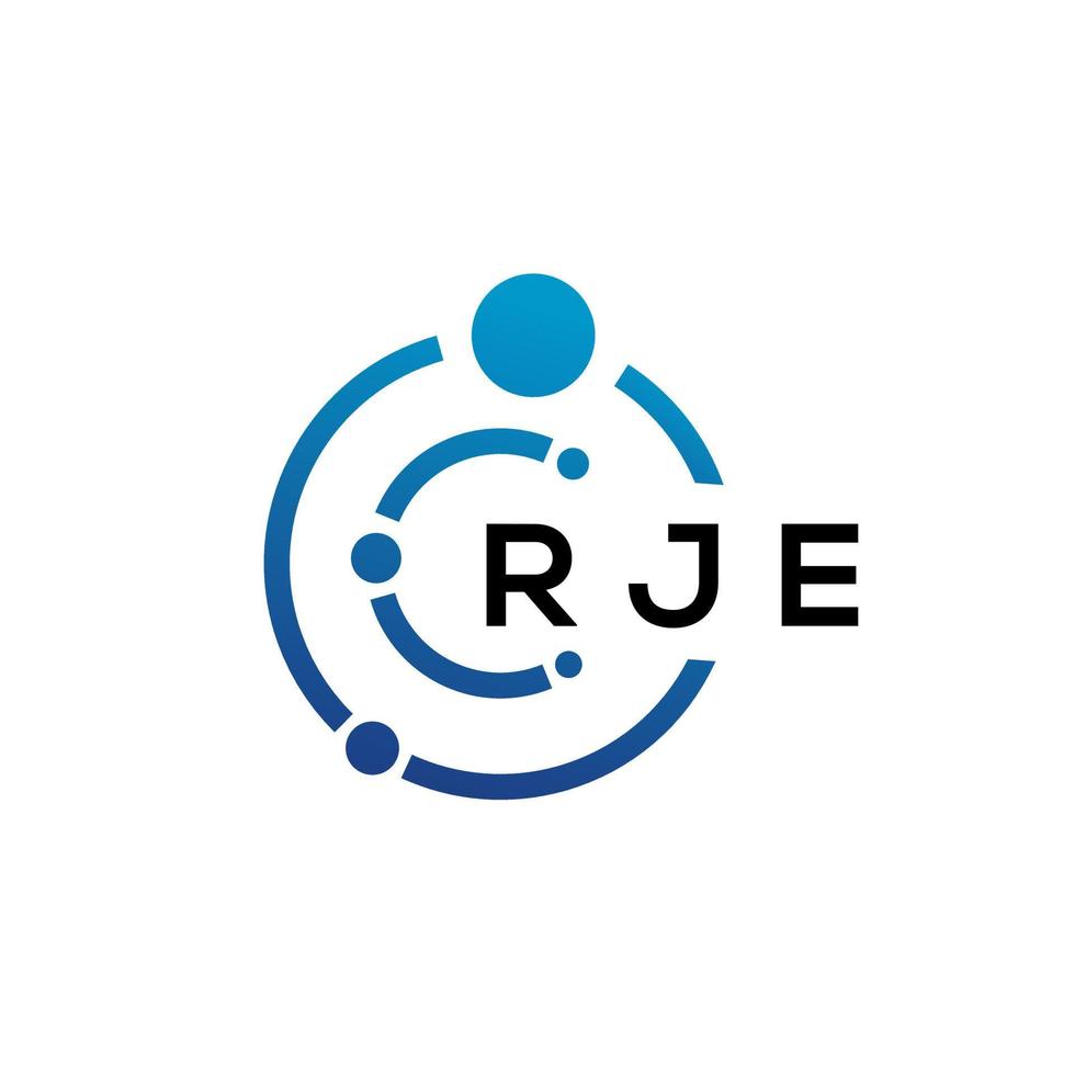 RJE letter technology logo design on white background. RJE creative initials letter IT logo concept. RJE letter design. vector