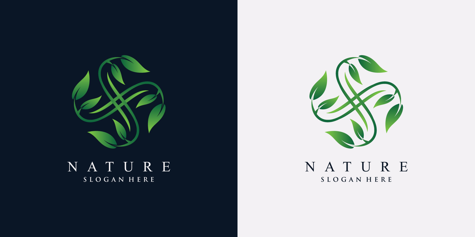 Green leaf nature logo design template with creative unique concept ...