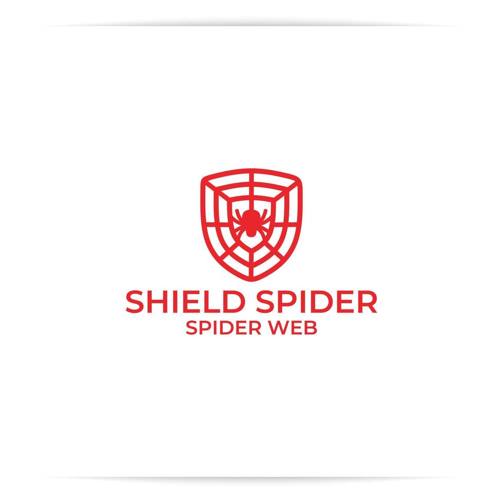 spider shield line logo design vector, security, Spider webs vector