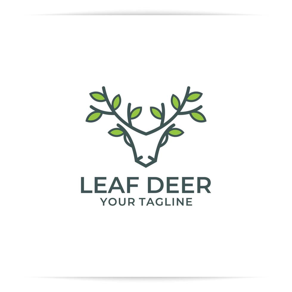 deer leaf logo design vector, abstract, line, nature. vector