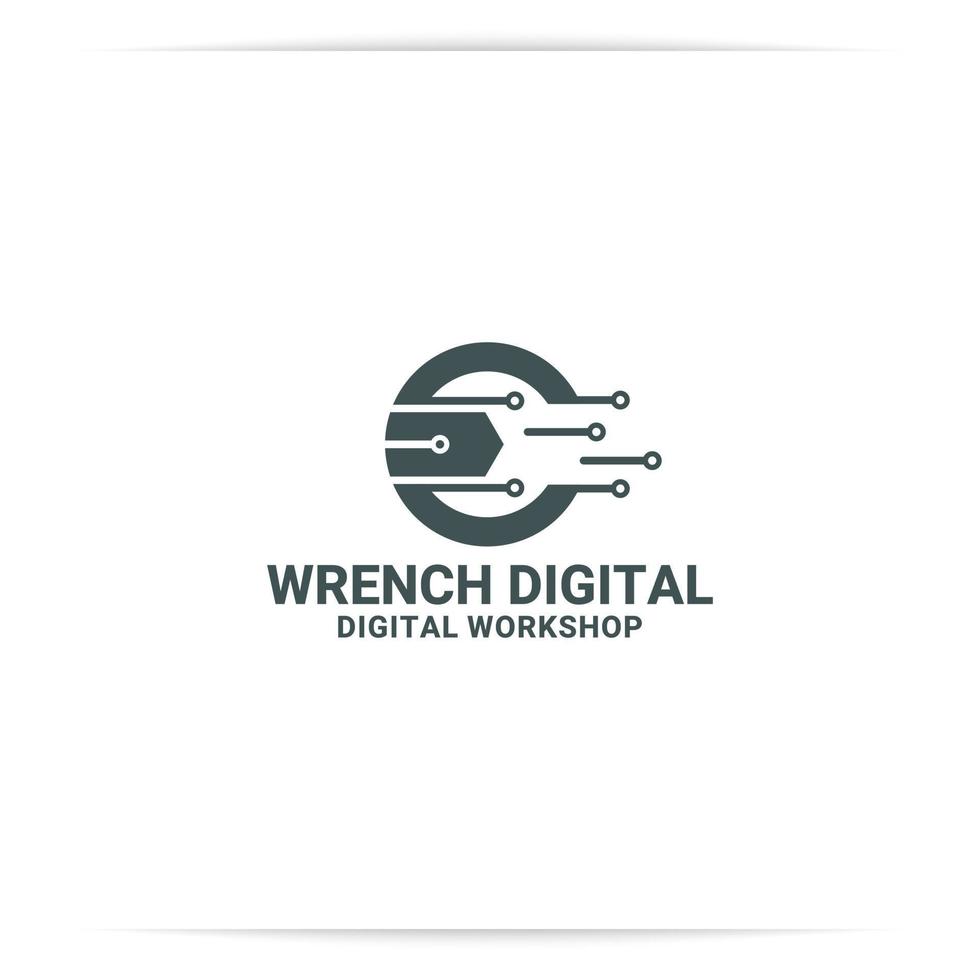 wrench technology logo design vector, digital, internet. vector