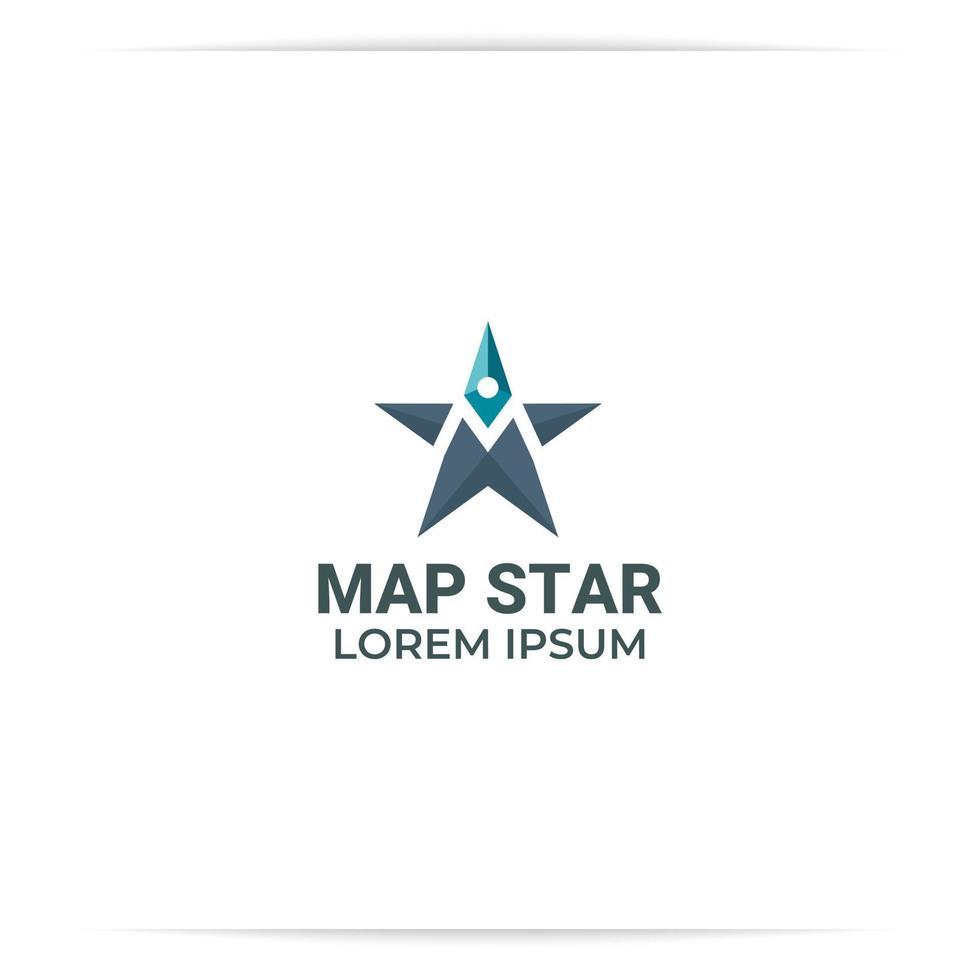 vector de estrella de mapa de diseño de logotipo