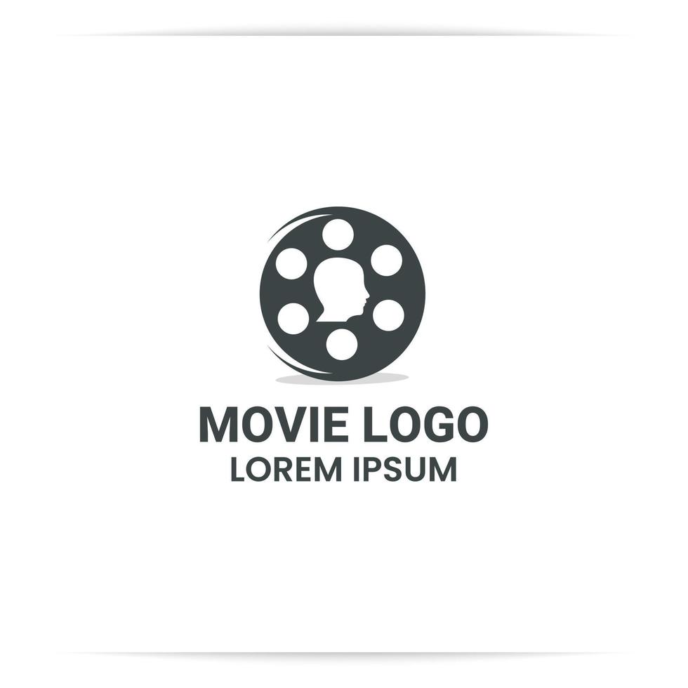 cabeza de diseño de logotipo en vector de película