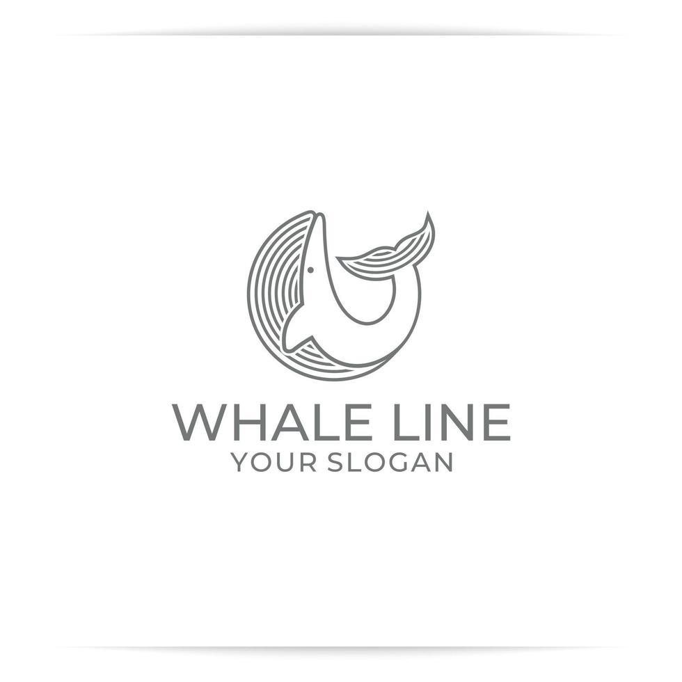 whale line logo design vector