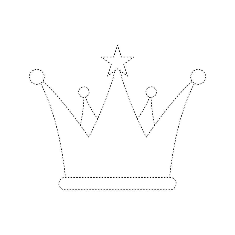 Crown tracing worksheet for kids vector