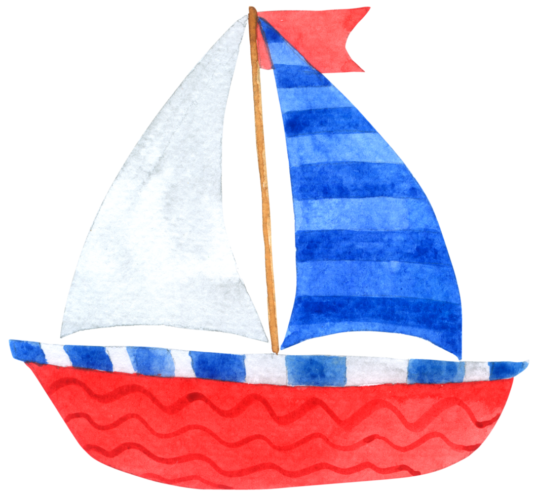 dessin animé aquarelle de bateau png