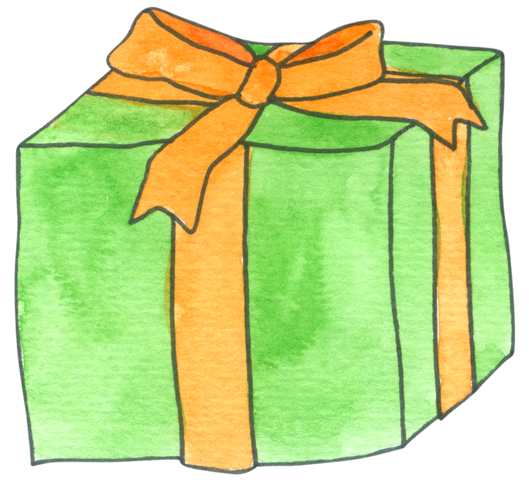 Gift box watercolor cartoon png