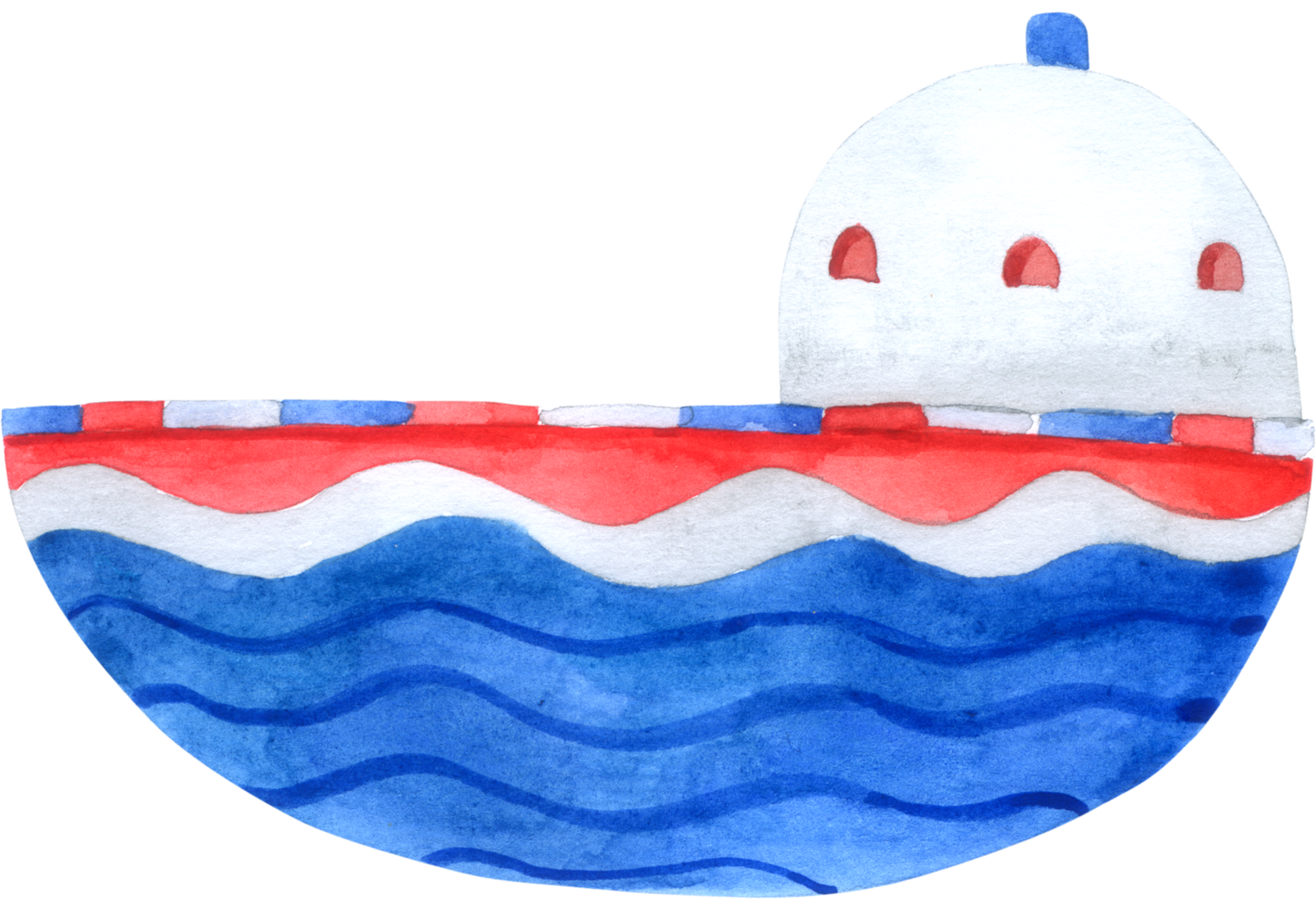 dessin animé aquarelle de bateau png