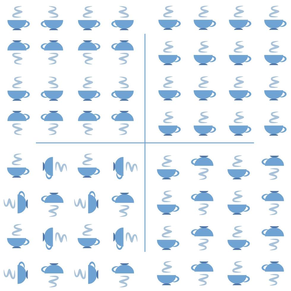 Seamless geometric pattern with cups. Set. vector