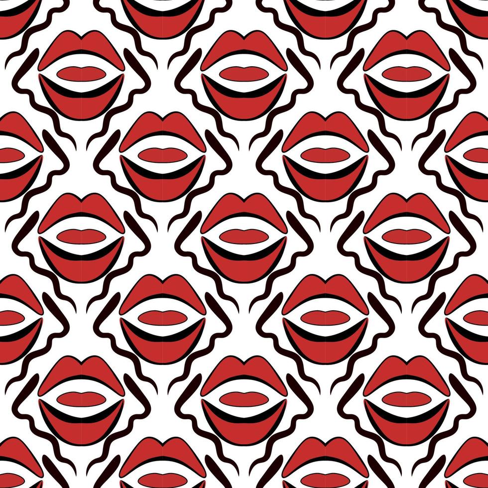 Seamless bright pattern with lips. vector