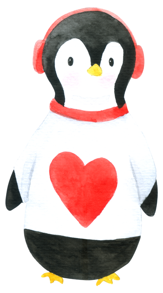 pingüino acuarela dibujos animados lindo png