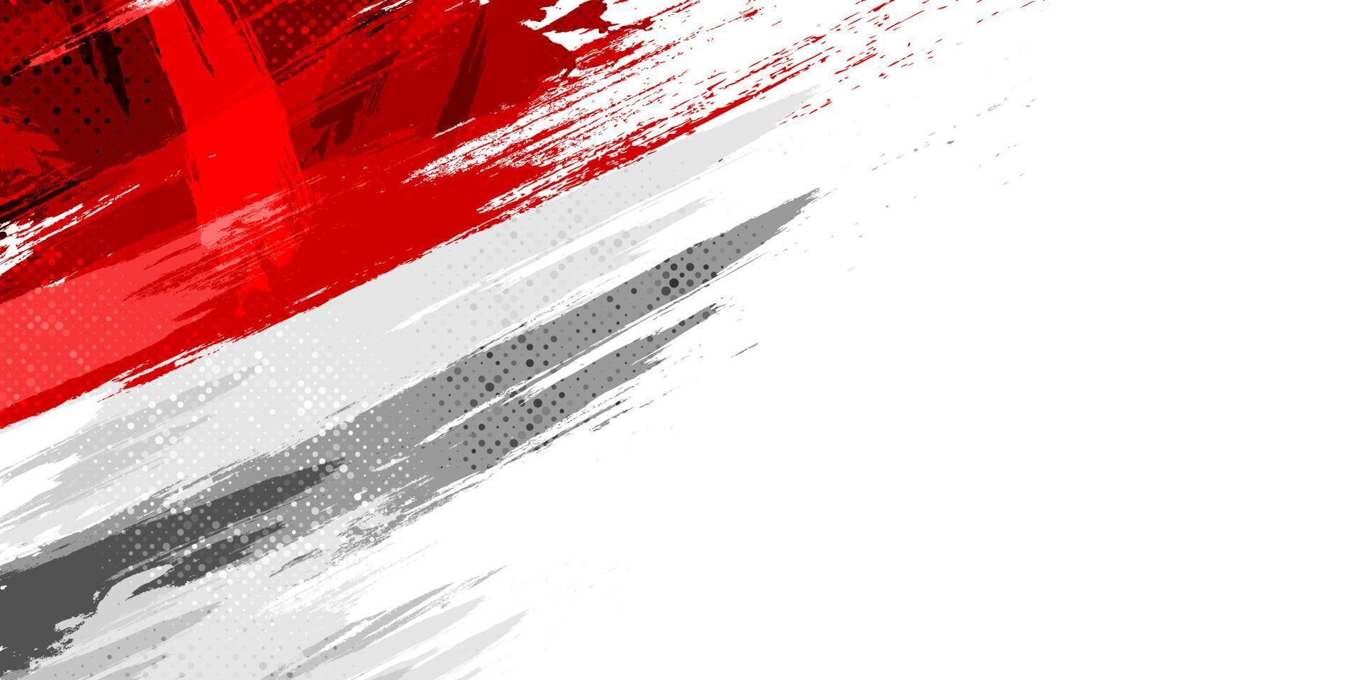 Indonesia Flag with Brush Concept. Happy Indonesian Independence Day. Flag of Indonesia in Grunge Style vector