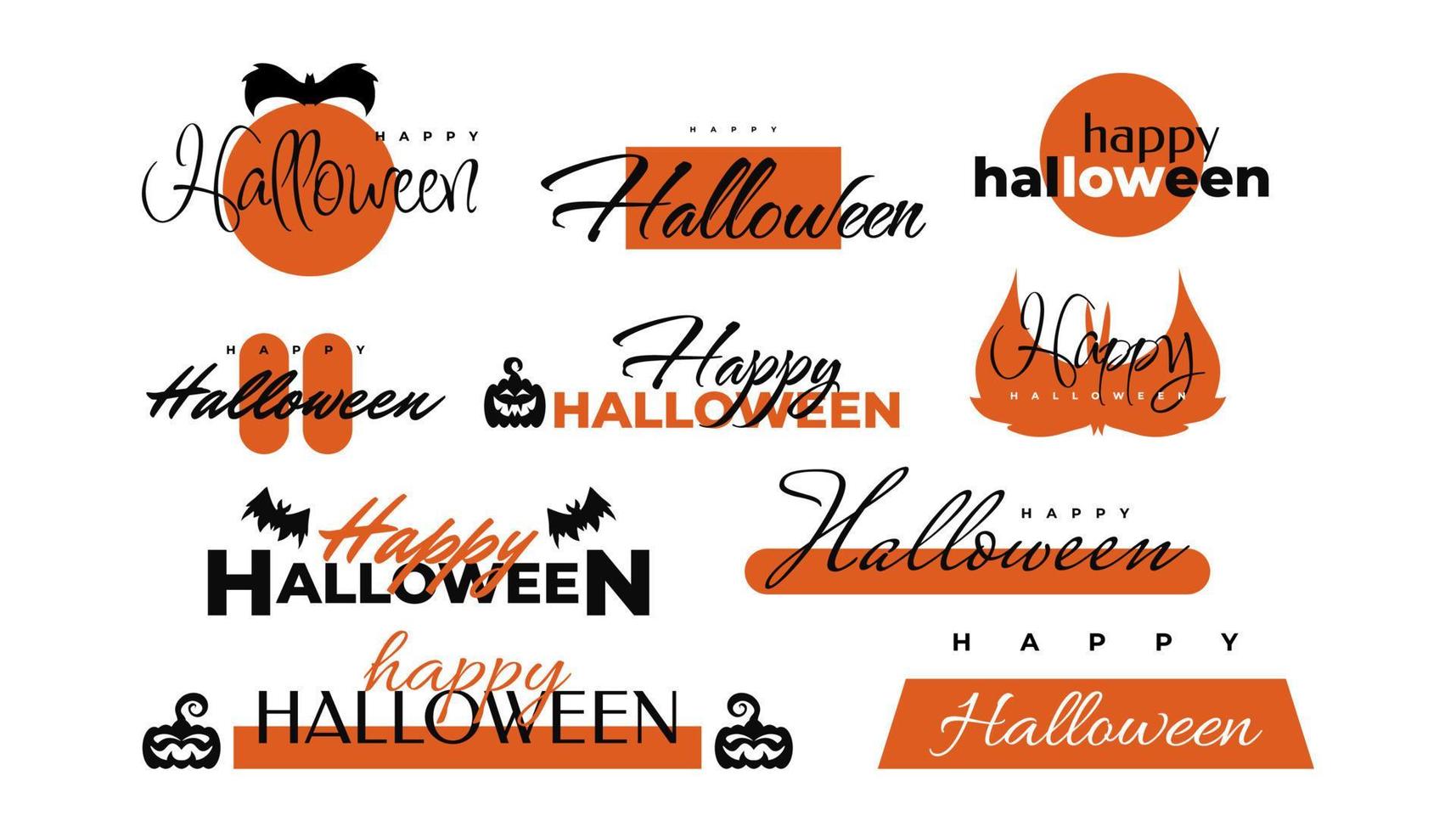 letras de feliz halloween. Letras de vacaciones de halloween para carteles, pancartas, tarjetas de felicitación e invitaciones a fiestas. vector
