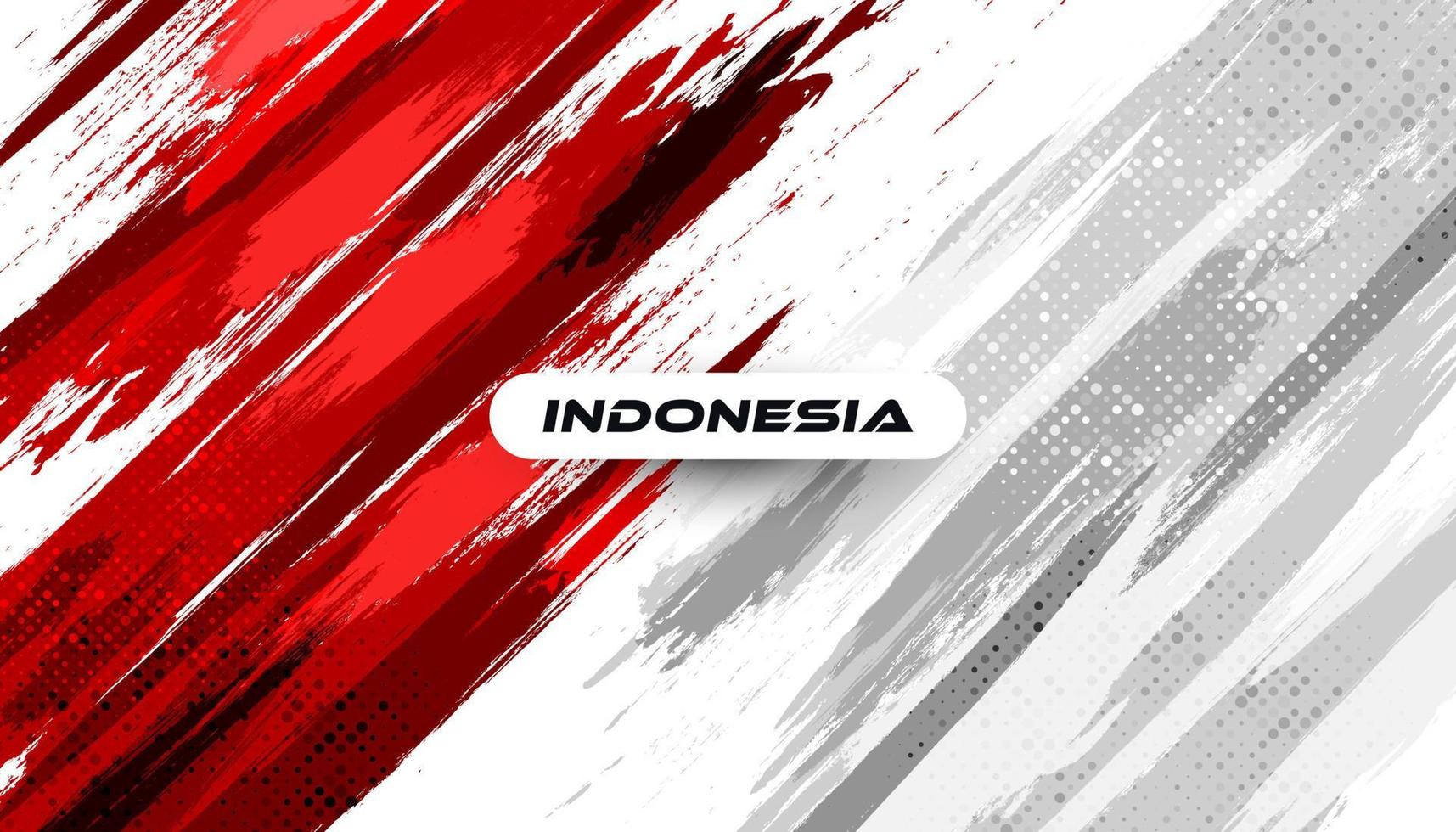 Indonesia Flag with Brush Concept. Happy Indonesian Independence Day. Flag of Indonesia in Grunge Style vector