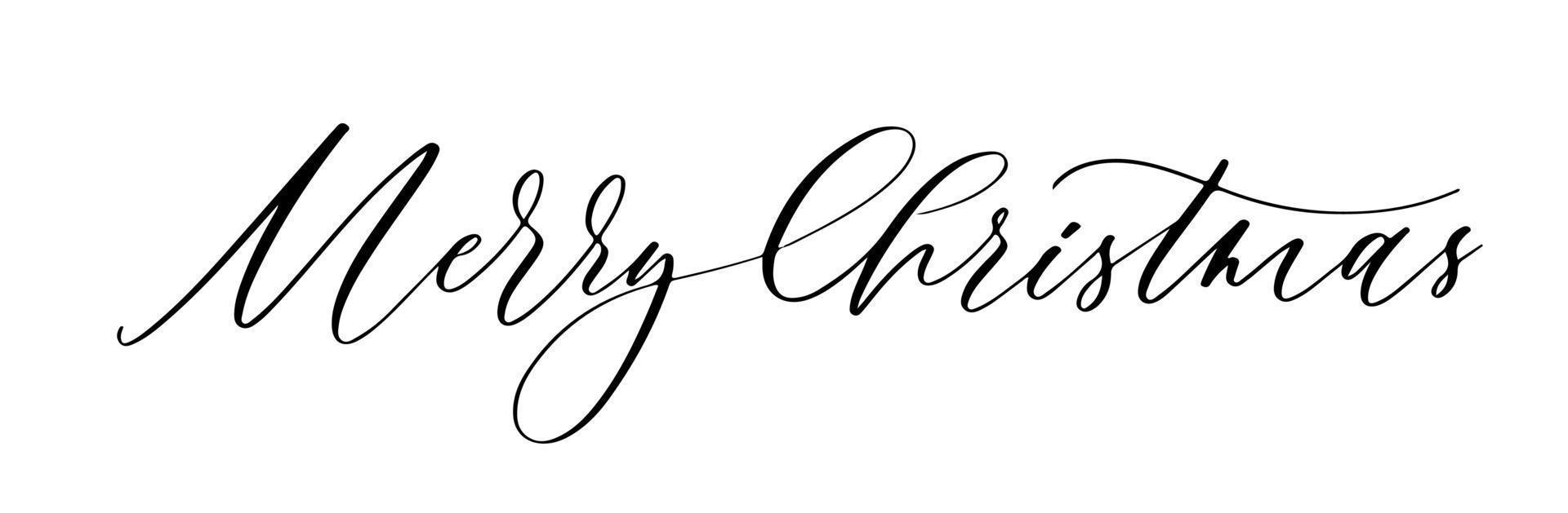 Merry Christmas vector brush lettering. Hand drawn modern brush calligraphy isolated on white background. Creative typography for Holiday greeting cards, banner.
