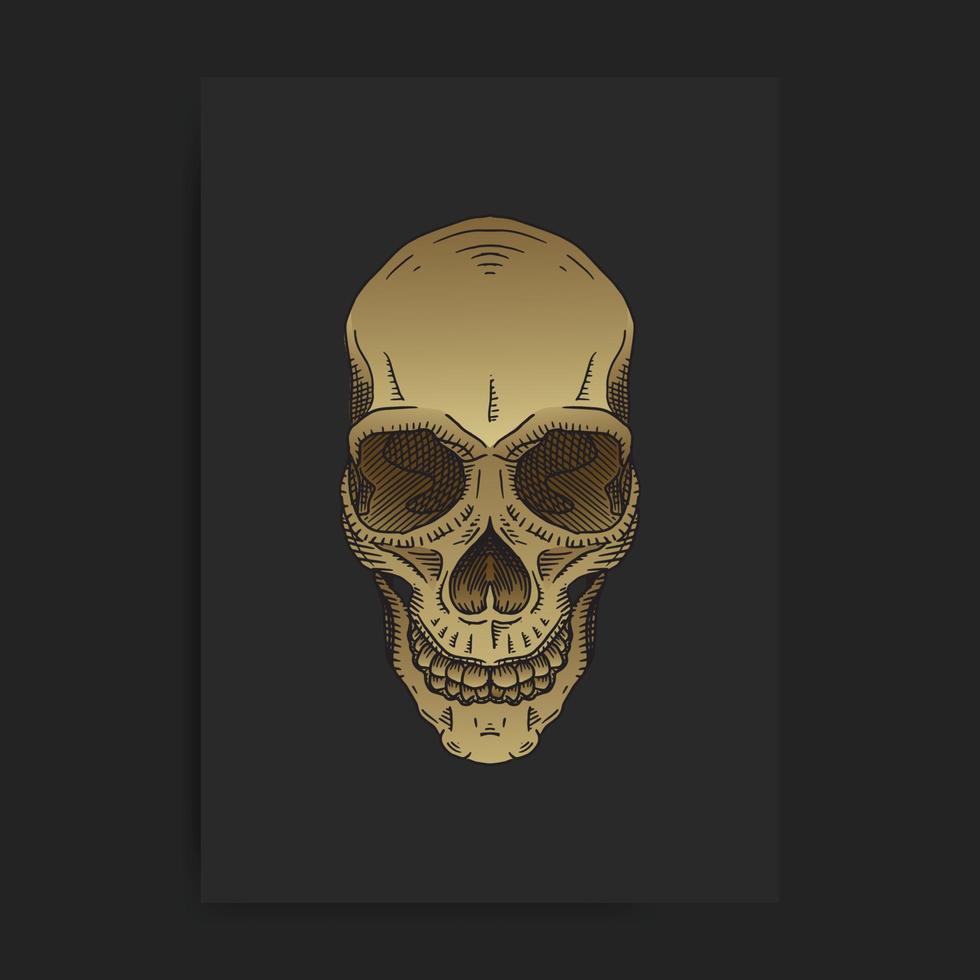 Vintage golden skull head vector