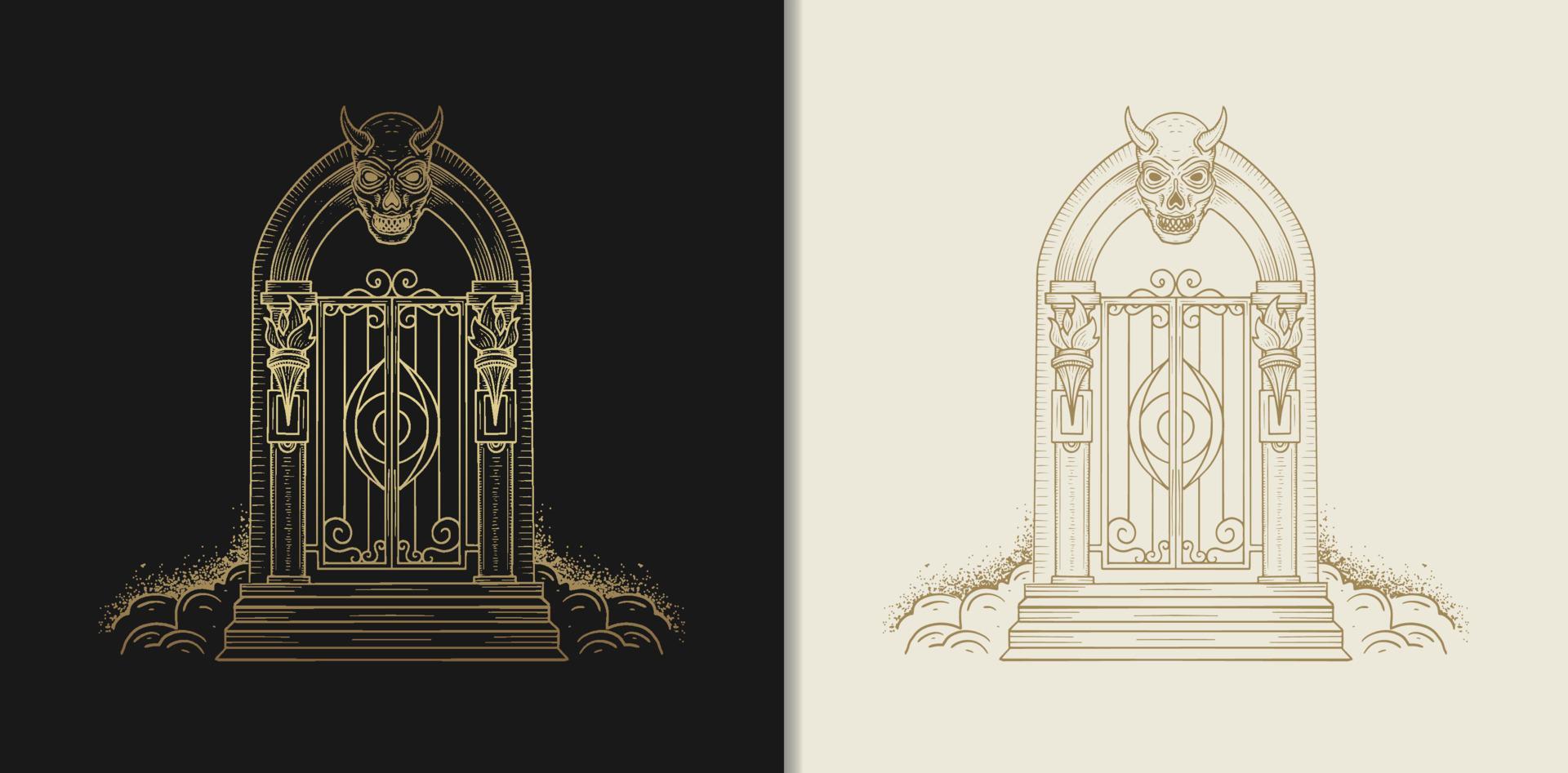 Gates of the cursed devil's lair vector