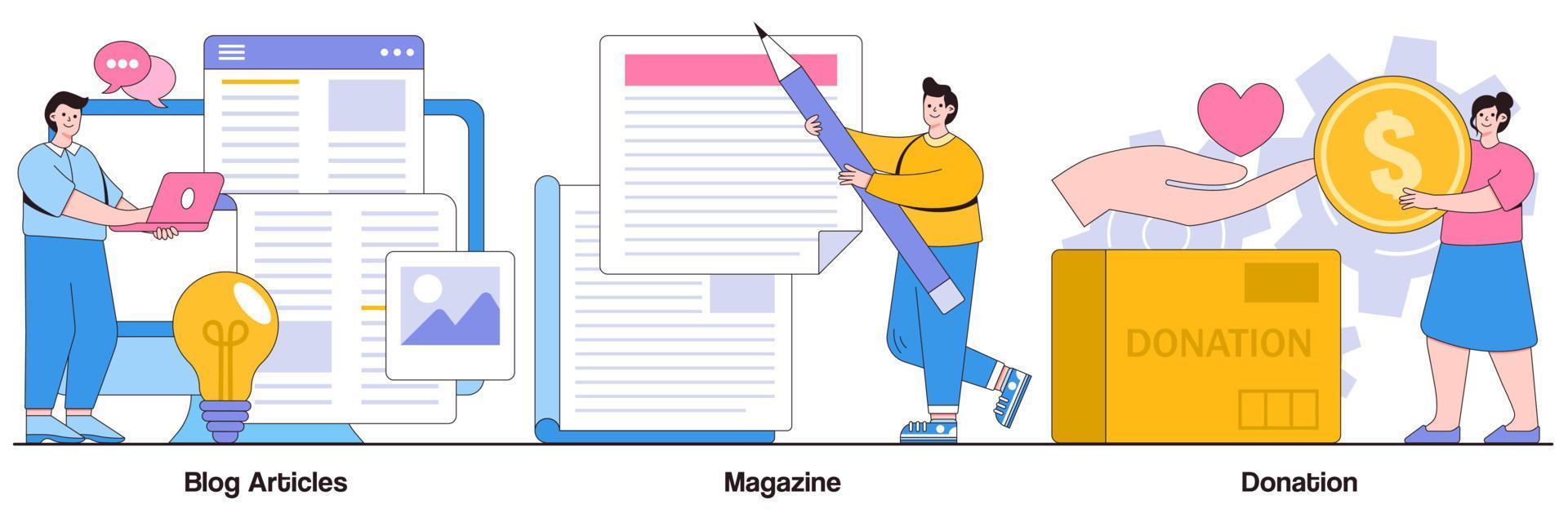 Blog Articles, Magazine, and Donation Illustrated Pack vector