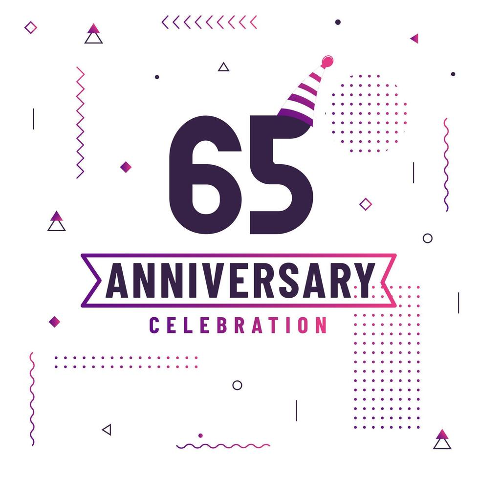 65 years anniversary greetings card, 65 anniversary celebration background free vector. vector