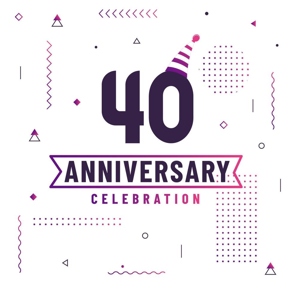 40 years anniversary greetings card, 40 anniversary celebration background free vector. vector