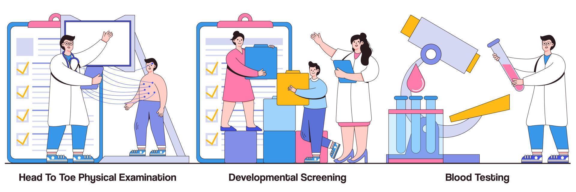 Head-To-Toe Physical Examination, Developmental Screening, and Blood Testing Illustrated Pack vector