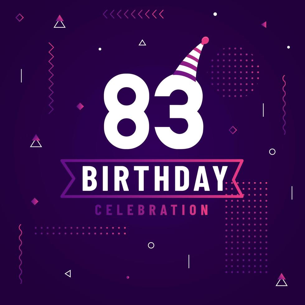 83 years birthday greetings card, 83 birthday celebration background free vector. vector